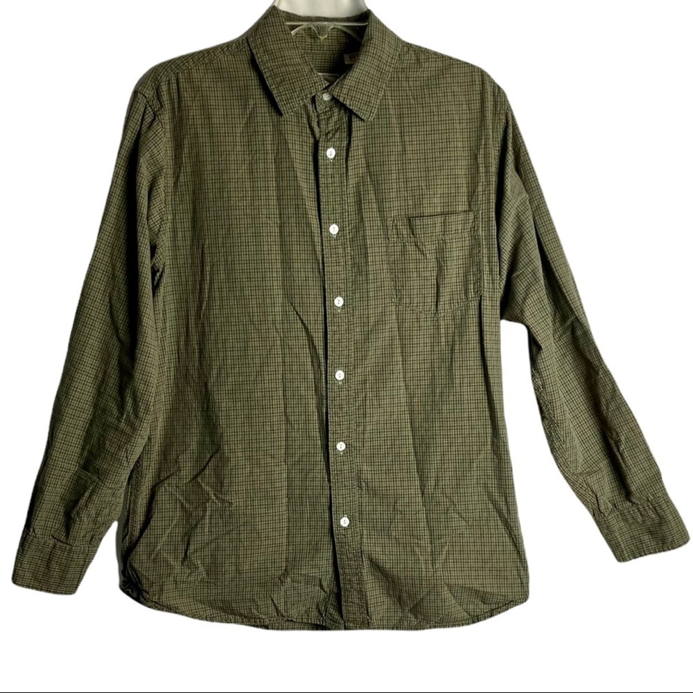 ARTICLE 365 Olive Gingham Dress Shirt Size M